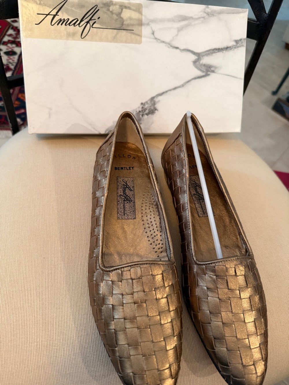 Amalfi Metallic Bronze Woven Slip-On Loafers